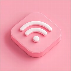Wireless Connectivity Icon: A modern, clean design of a wifi icon, in a soft, vibrant pink, that evokes the feeling of seamless connection and digital convenience.