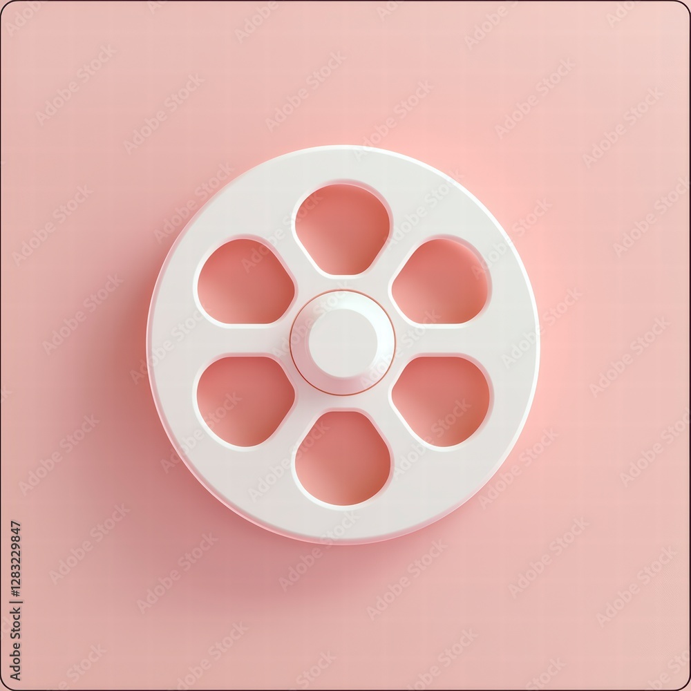 Poster geometric harmony: a minimalist and symmetrical design showcases a white, open-circle object resting