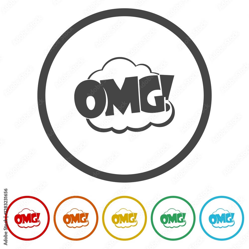Poster omg icon. set icons in color circle buttons