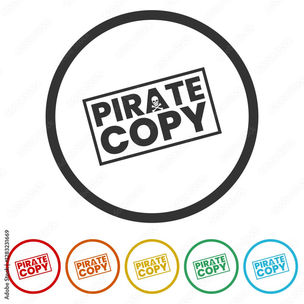 Poster pirate copy icon. set icons in color circle buttons