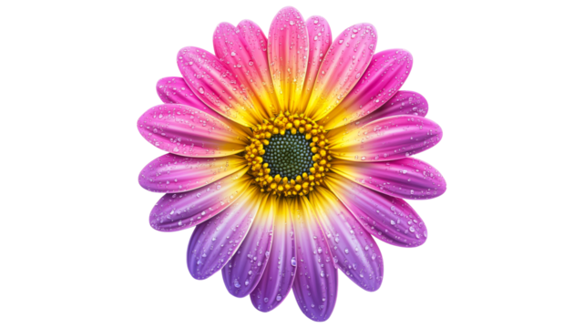 Colorful flower with water droplets