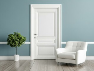 Elegant Interior with White Door and Armchair
