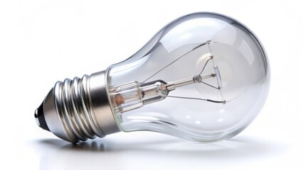Incandescent Light Bulb on White Background