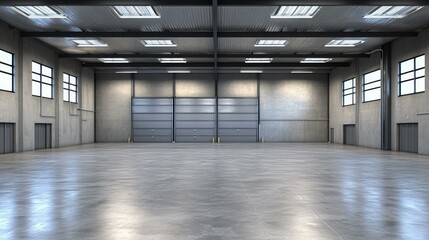 Empty Industrial Warehouse Interior Design
