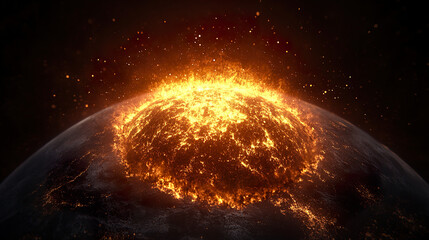 Obraz premium Earth's Glowing Core: Molten Layers Revealed 