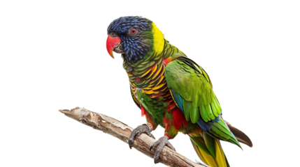 Parrot on Branch on transparent background PNG.
