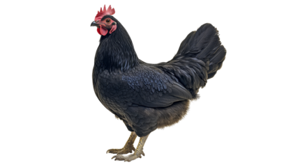 Distinctive black chicken in studio light