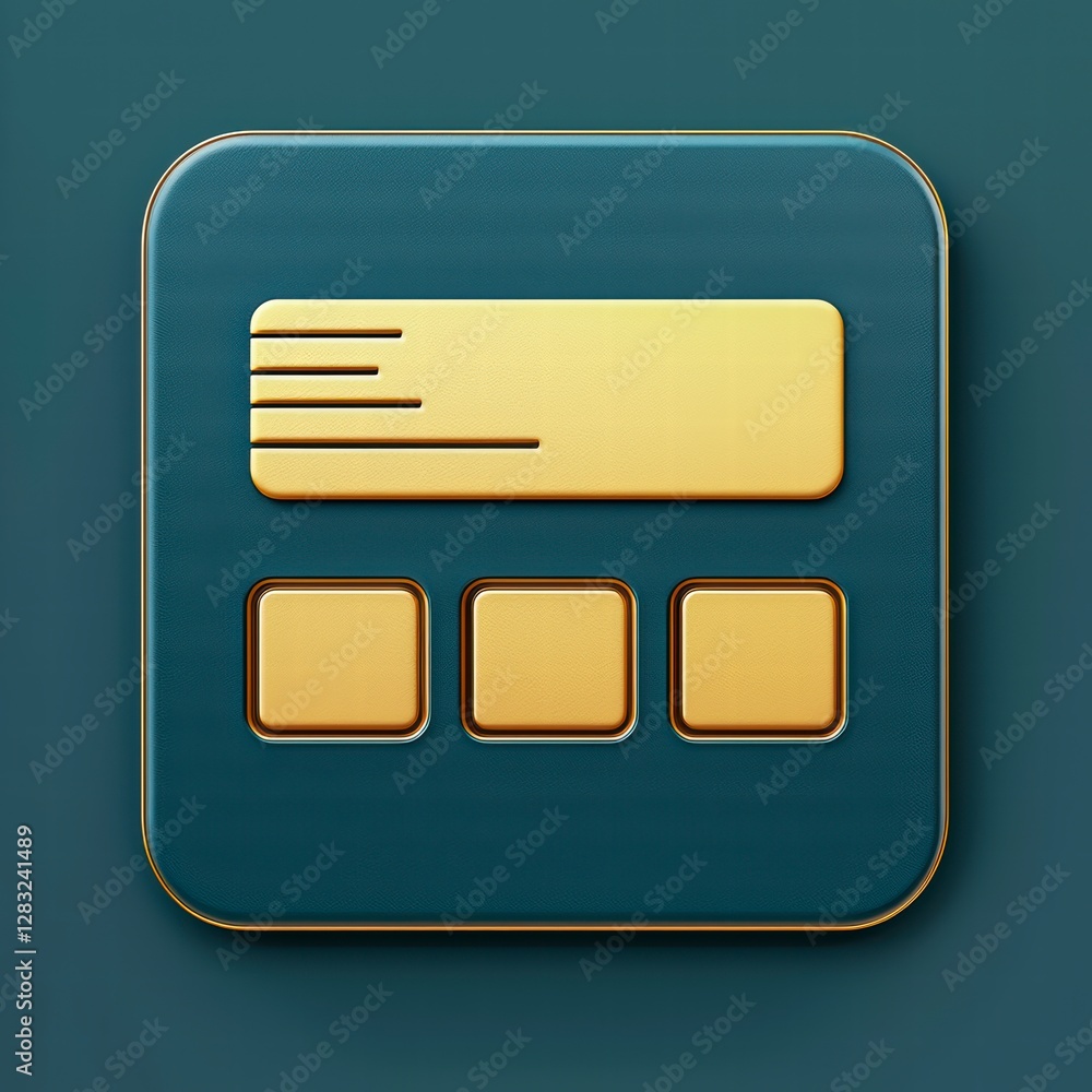 Poster digital calculator app icon: a sleek, modern app icon featuring a golden calculator design against a