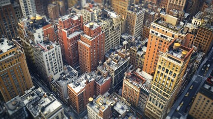 Aerial View of Manhattan's Dense Urban Landscape: A Bird's-Eye Perspective of Cityscapes