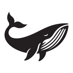 Classic Blue Whale silhouette, timeless and versatile design - Blue Whale illustration - Minimalist Blue Whale vector - Fish silhouette
