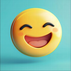 Fototapeta premium Joyful Expression: a close-up shot of a smiley face showing a universal expression of joy and happiness, this photorealistic emoji captures the essence of digital communication.