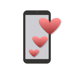  smartfone red heart on black background