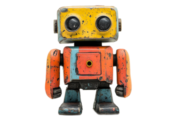 Vintage toy robot in bright colors with charm
