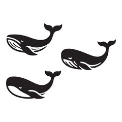 Bold Blue Whale silhouette, perfect for marine-themed designs - Blue Whale illustration - Minimalist Blue Whale vector - Fish silhouette
