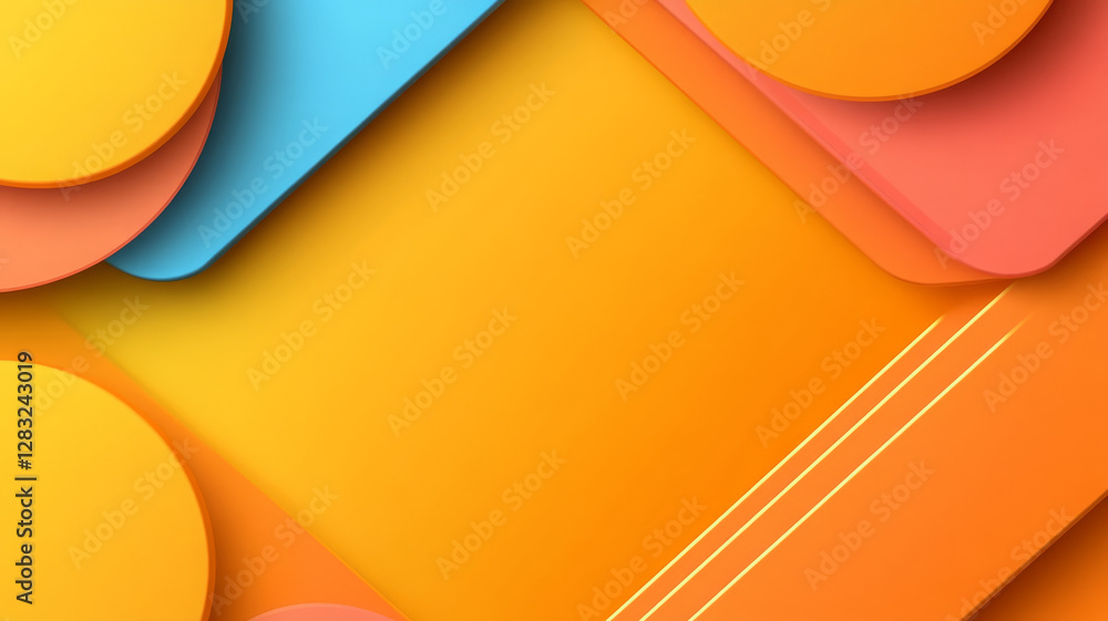 Poster vibrant geometric design featuring colorful shapes and gradients, creating dynamic and modern backgr