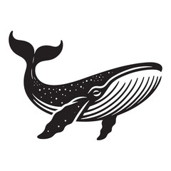 Artistic Blue Whale silhouette, blending marine life with design - Blue Whale illustration - Minimalist Blue Whale vector - Fish silhouette
