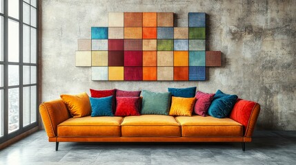 Colorful Living Room with Modern Art and Comfortable Sofa
