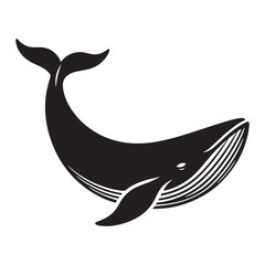 Sleek Blue Whale silhouette, an iconic marine representation - Blue Whale illustration - Minimalist Blue Whale vector - Fish silhouette
