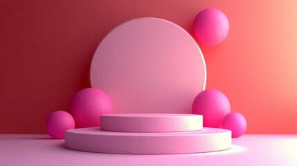 Pink Geometric Display Platform