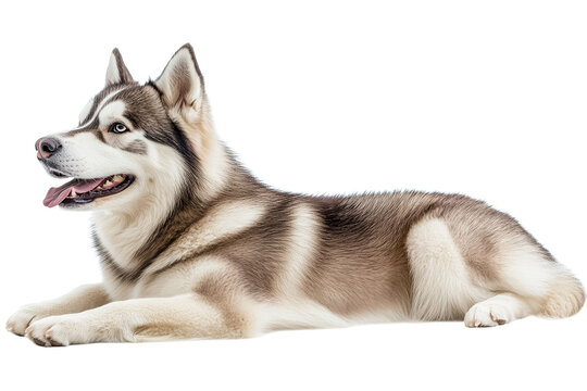 Siberian husky resting peacefully indoors