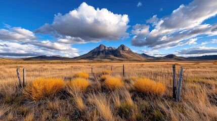 Mountain Vista over Golden Field
