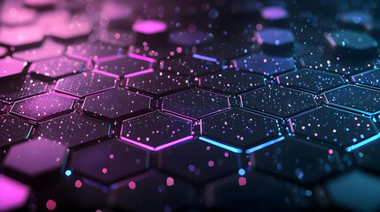 Abstract Hexagonal Pattern With Blue And Purple Colors Highlighting Digital Technology And Future Network Structure