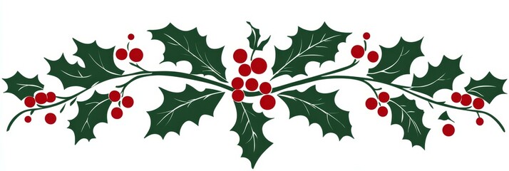 Fototapeta premium Christmas Holly Decor Illustration