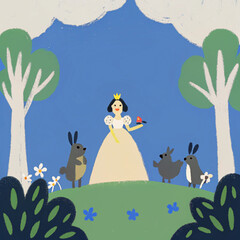 Cheerful Princess in an Enchanted Forest