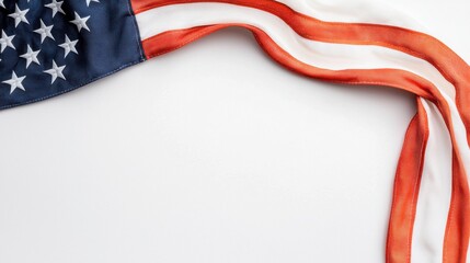 Draped American Flag on White Background Copy Space Design