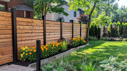 Modern Horizontal Wooden Fence 