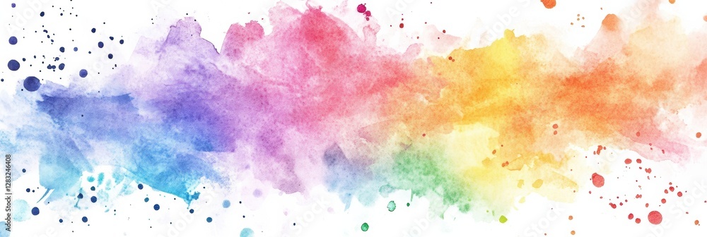 Poster multicolored watercolor splash creating an artistic and vibrant background for creative projects. ge