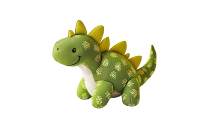 Cute green dinosaur plush toy with textured fabric