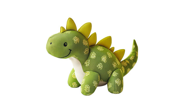 Cute green dinosaur plush toy with textured fabric