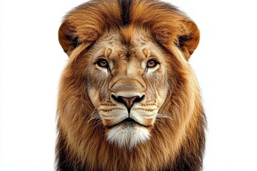 Fototapeta premium Close-up Lion Portrait on White Background