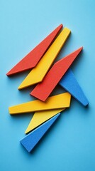 Colorful Geometric Shapes Composition on a Blue Background
