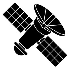 Satellite Silhouette Vector Icon White Background.
