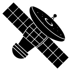 Satellite Silhouette Vector Icon White Background.