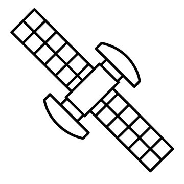 black and white satellite in space clip art preview