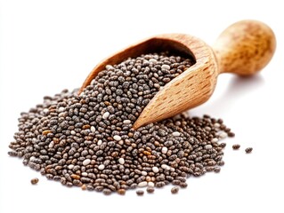 Close-up of a wooden spoon and sesame seeds