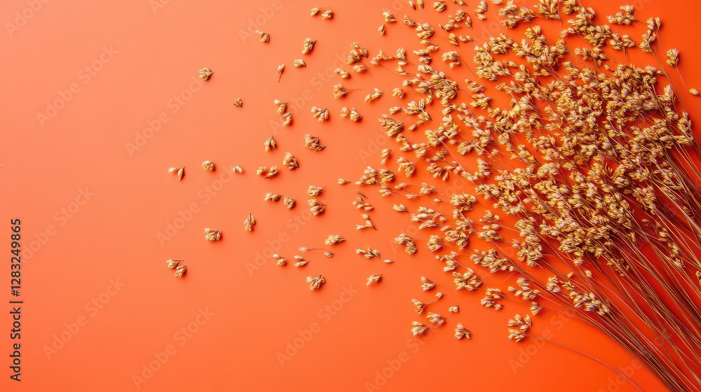Poster bold monochromatic orange background with a subtle vignette effect, offering an eye-catching composi