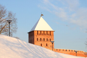 Medieval castle in snow