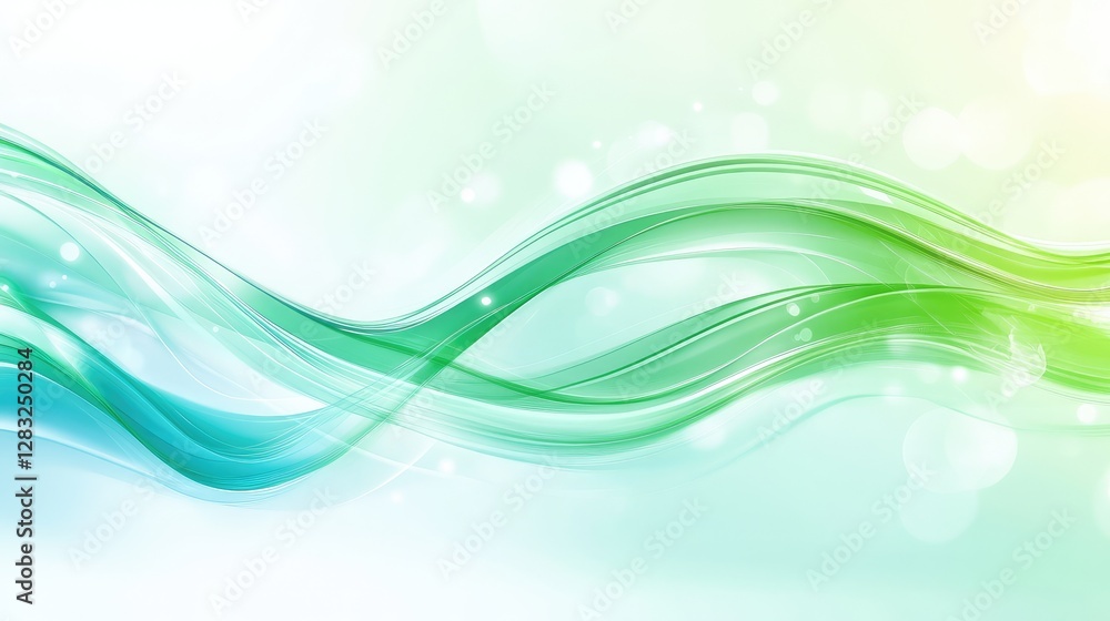 Poster bright emerald abstract background with dynamic light streaks, adding energy and modern aesthetics. 