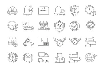 full editable line art of delivery icon on white background 