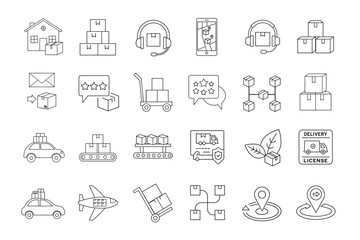 full editable line art of delivery icon on white background 