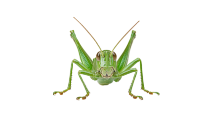 Close view of a green grasshopper in nature