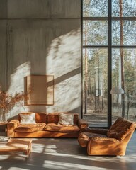 Modern Living Room with Large Windows