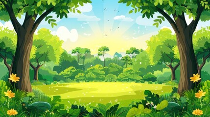 Obraz premium Lush Green Forest Landscape: A Serene Spring Morning