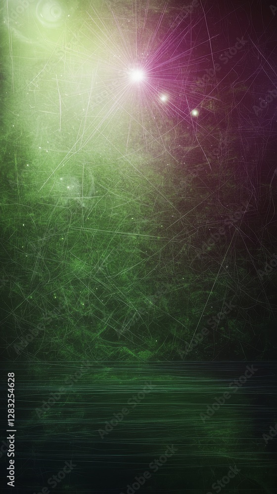 Poster a vibrant, abstract background with green hues and soft lights, creating a mystical and atmospheric 
