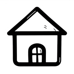 Simple black and white drawing of a house, suitable for various projects related to housing, family, and real estate