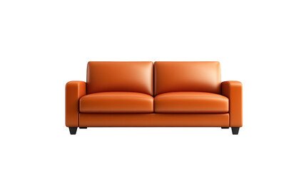 Fototapeta premium Luxurious orange leather couch, comfortable seating for modern living room